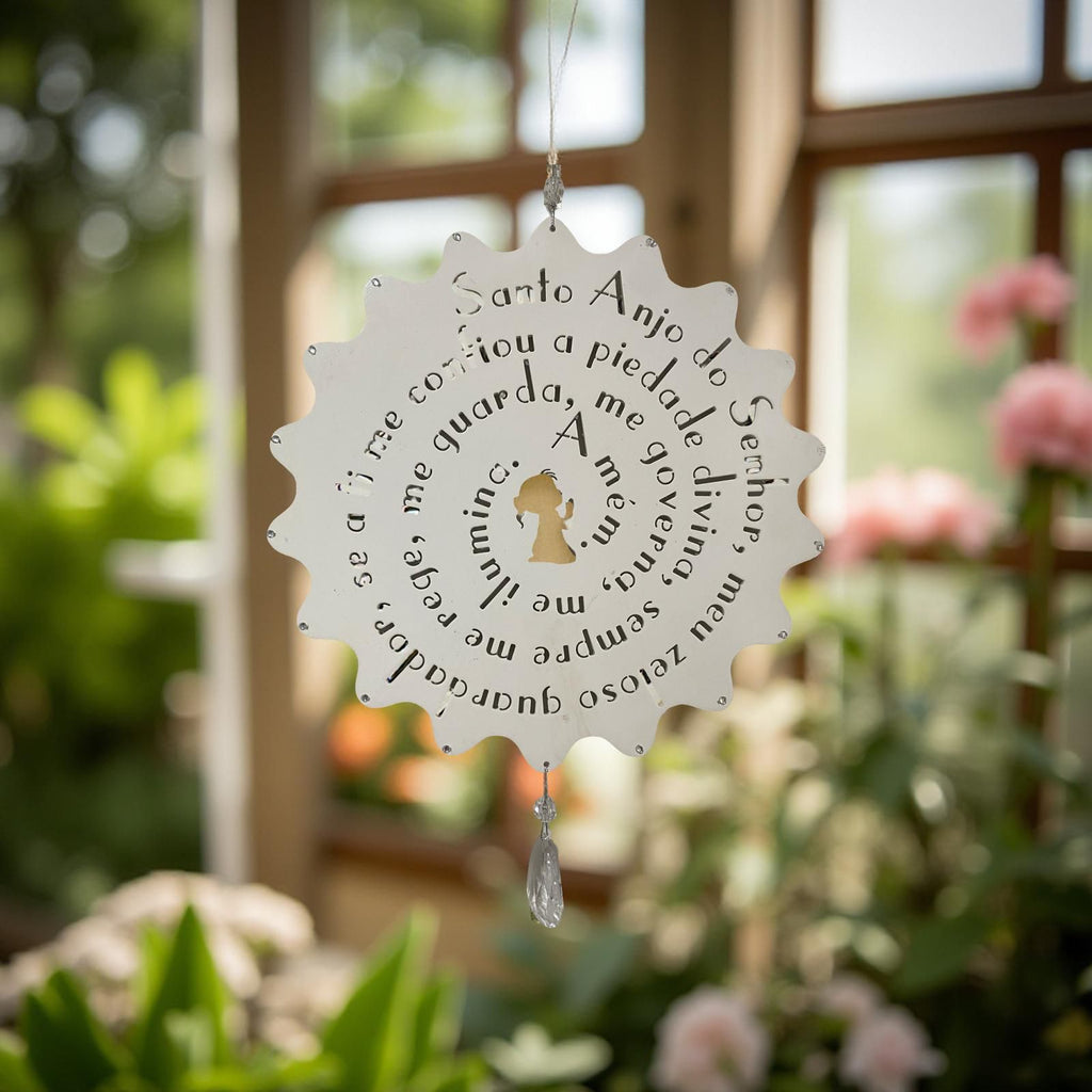 Placa redonda Anjo da Guarda menina