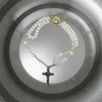 Pulseira Terço de Cristal com Cruz São Bento