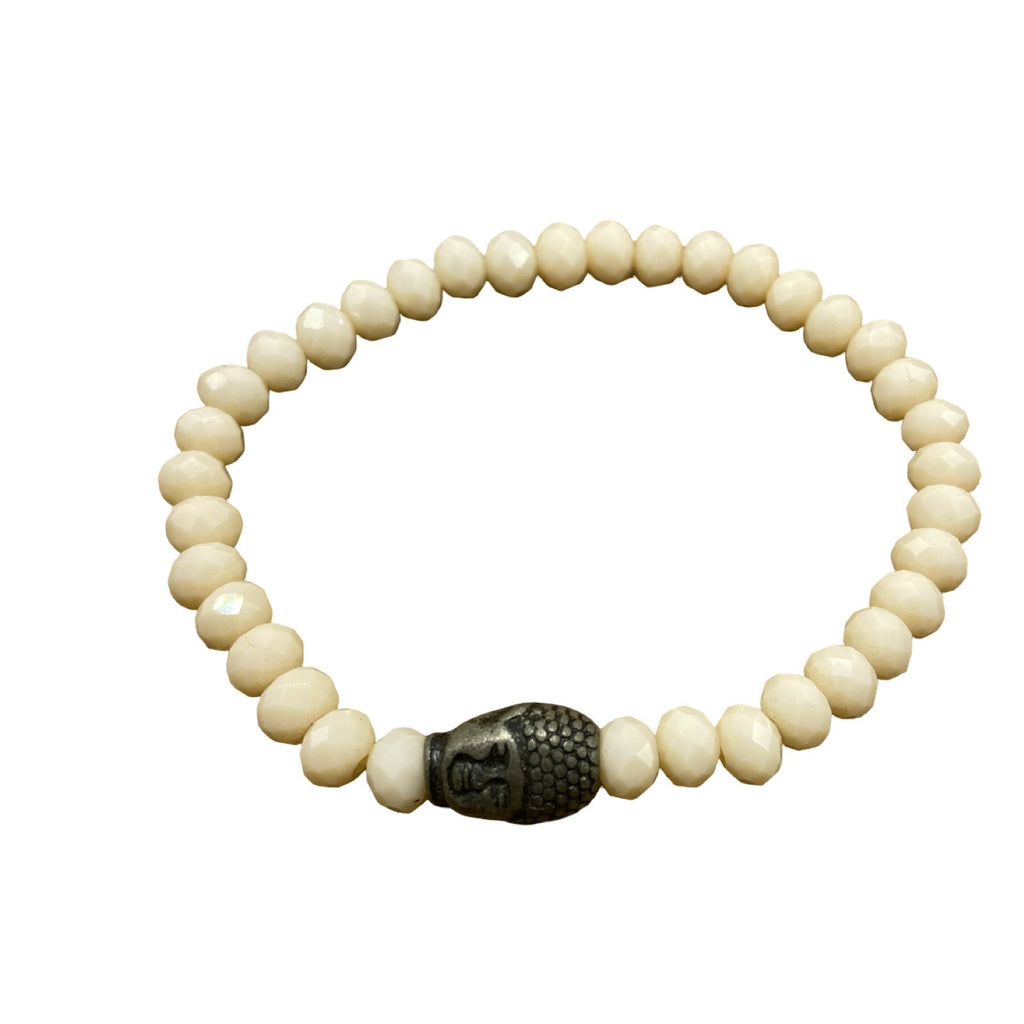 Pulseira Cristal Creme com Buda