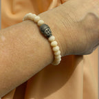 Pulseira Cristal Creme com Buda