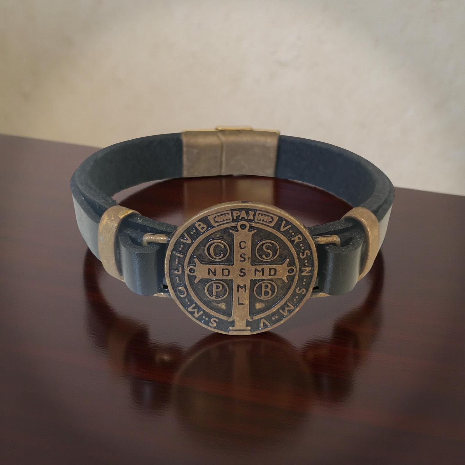 Pulseira Couro Marrom São Bento