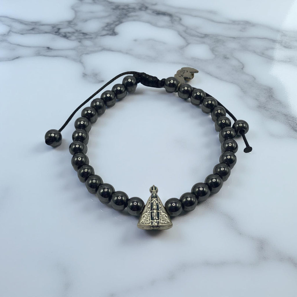 Pulseira Hematita com Nossa Senhora Aparecida