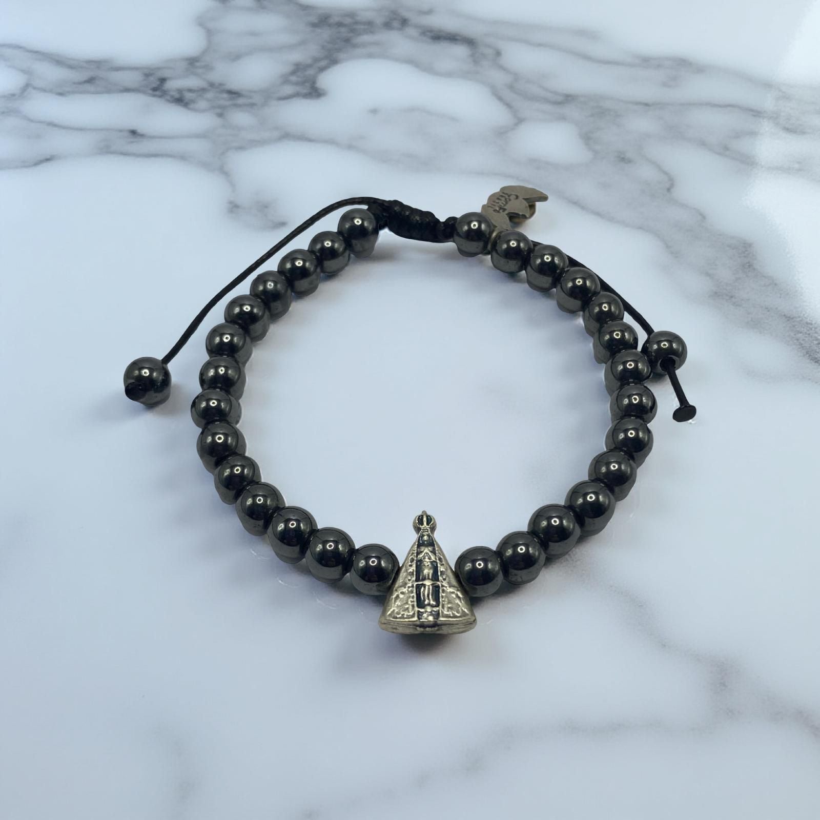 Pulseira Hematita com Nossa Senhora Aparecida