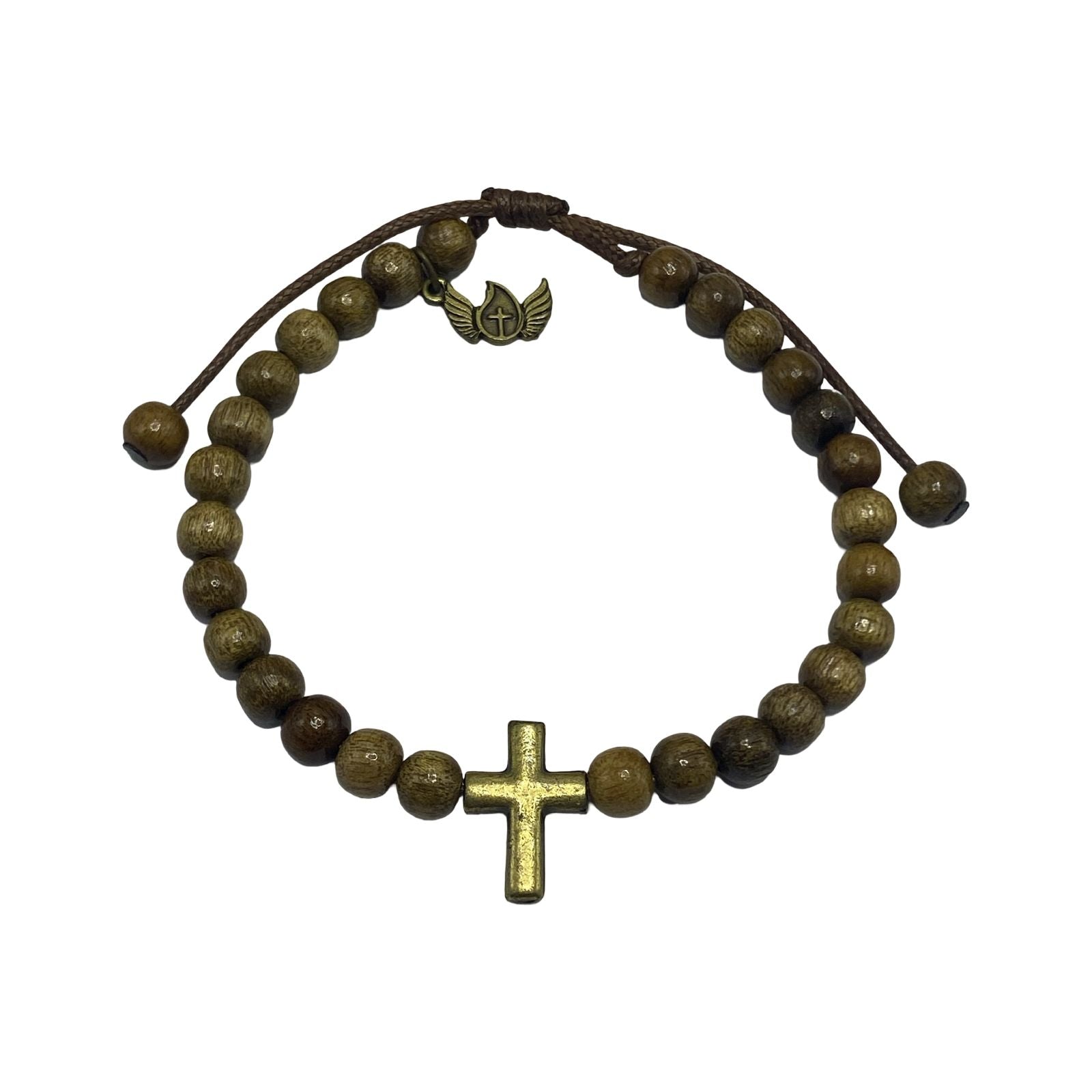 Pulseira Madeira Imbuia 6mm com Cruz