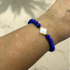 Pulseira Cristal Azul com Trevo