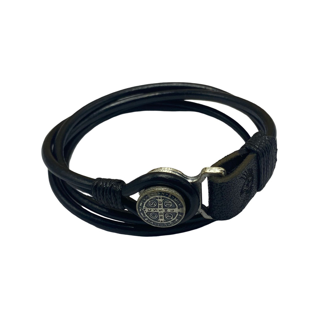 Pulseira São Bento Couro Preto M