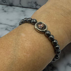 Pulseira Hematita com medalha de São Miguel Arcanjo