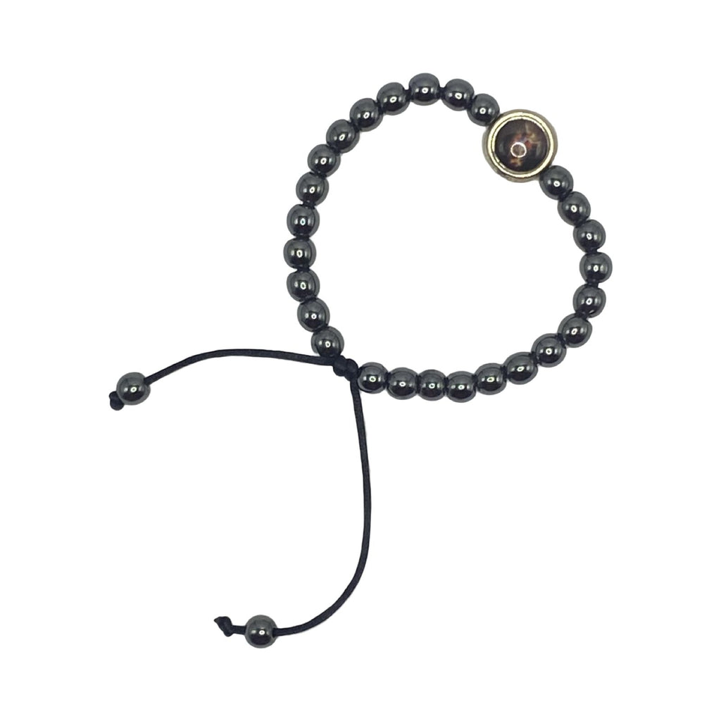 Pulseira Hematita com medalha de São Miguel Arcanjo