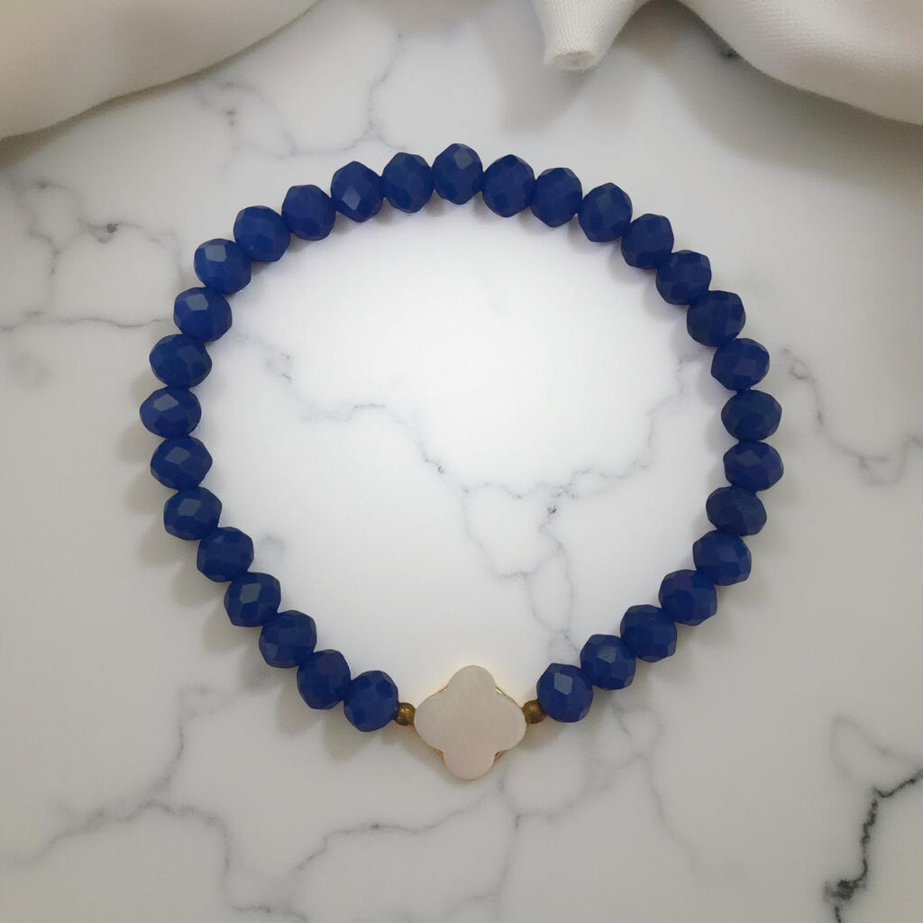 Pulseira Cristal Azul com Trevo