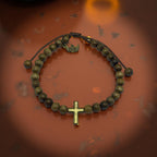 Pulseira Madeira Imbuia 6mm com Cruz